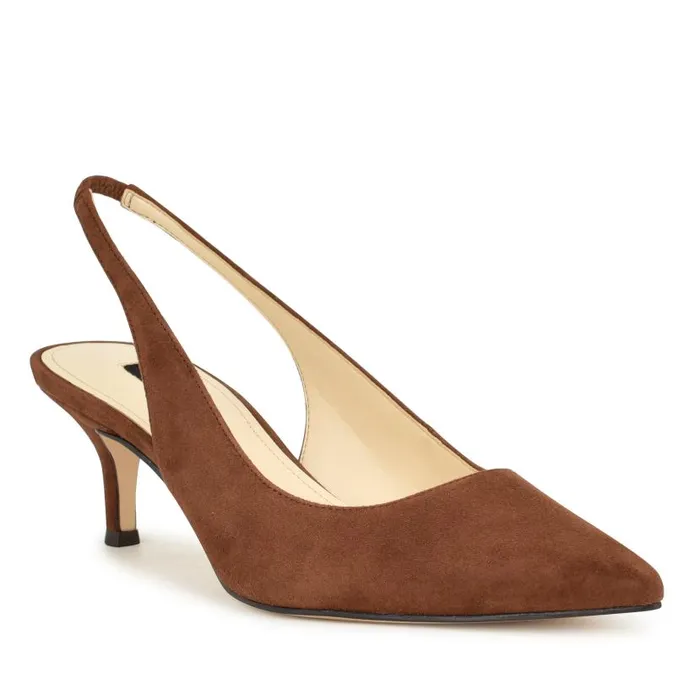 Nataly Slingback Pumps Brown Suede Women Nine West Heels