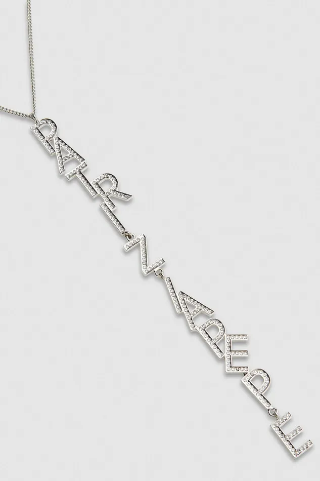 Necklaces Women Patrizia Pepe Brass And Crystal Pendant Necklace Silvercrystal