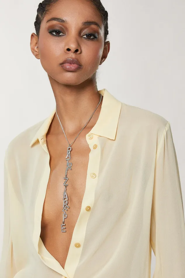 Necklaces Women Patrizia Pepe Brass And Crystal Pendant Necklace Silvercrystal
