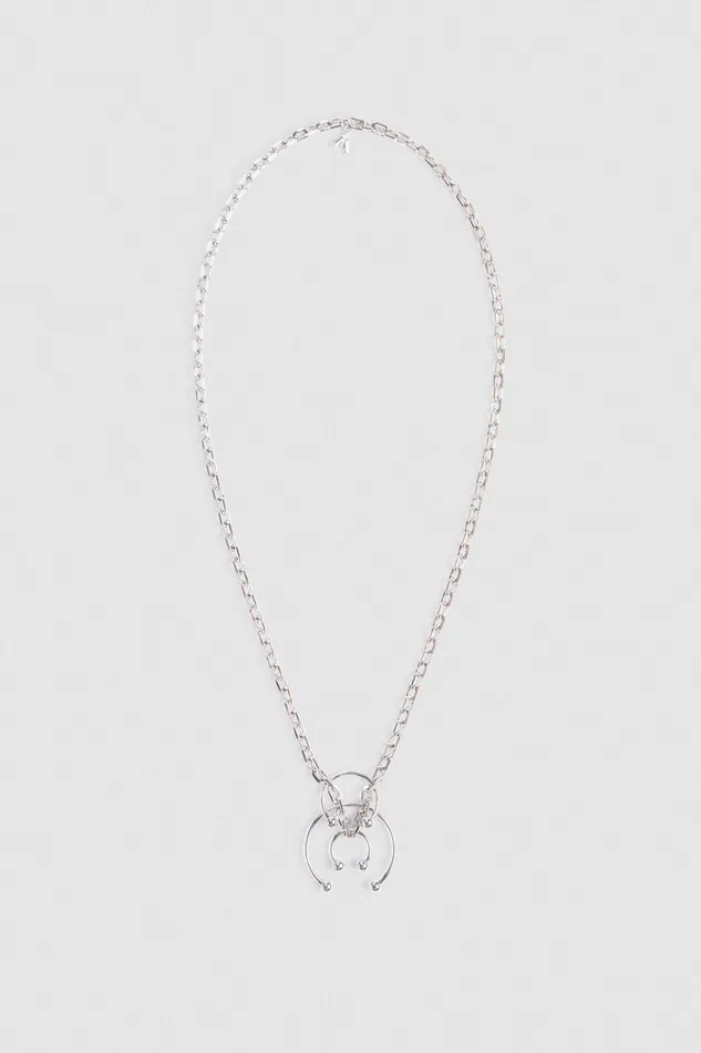 Necklaces Women Patrizia Pepe Long Necklace With Piercing Shiny Silver