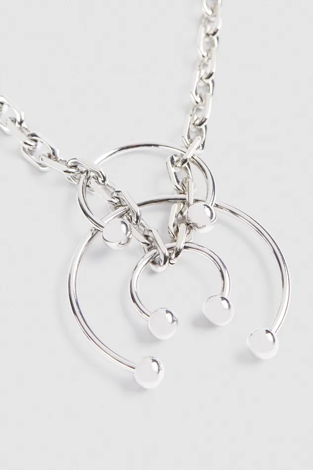 Necklaces Women Patrizia Pepe Long Necklace With Piercing Shiny Silver