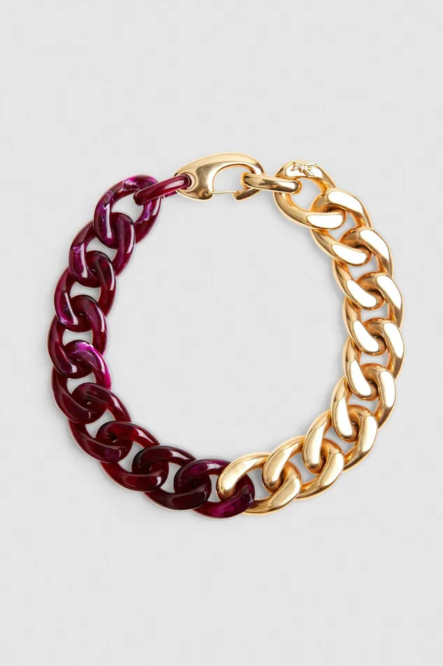 Necklaces Women Patrizia Pepe Maxi Chain Necklace Purple Gold