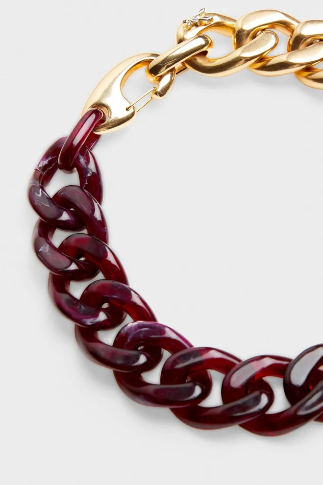 Necklaces Women Patrizia Pepe Maxi Chain Necklace Purple Gold