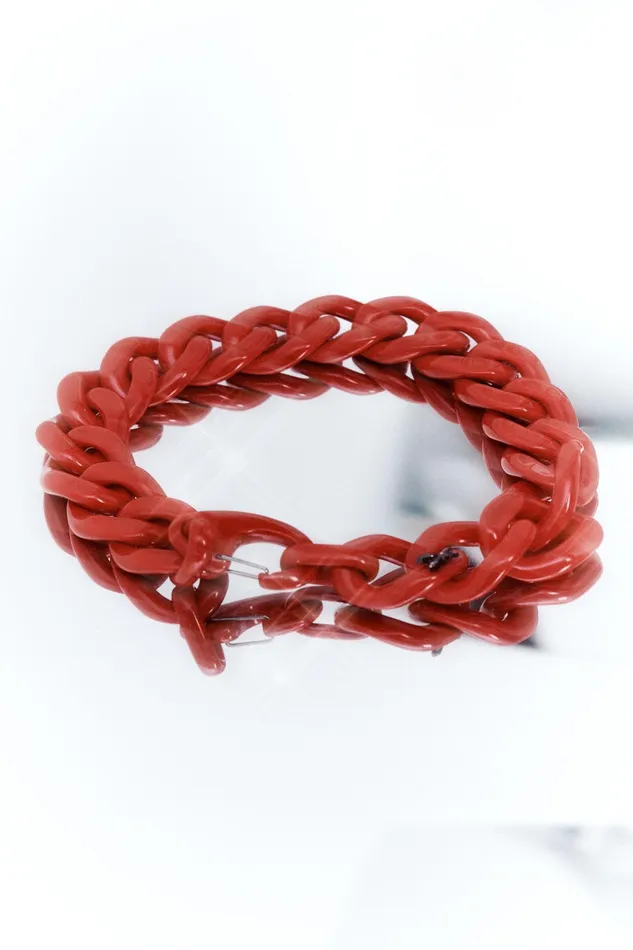 Necklaces Women Patrizia Pepe Plexiglass Maxi Chain Necklace Racing Red