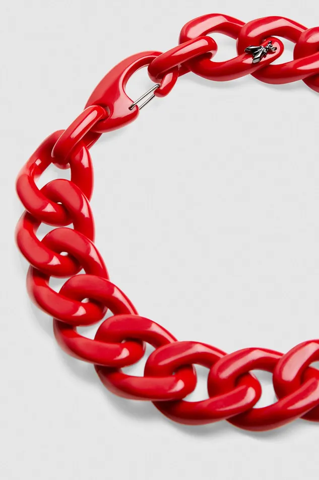 Necklaces Women Patrizia Pepe Plexiglass Maxi Chain Necklace Racing Red