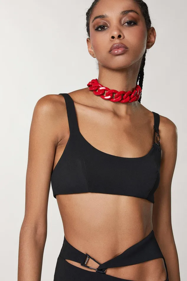 Necklaces Women Patrizia Pepe Plexiglass Maxi Chain Necklace Racing Red