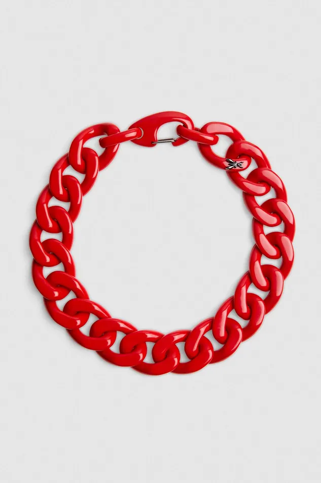 Necklaces Women Patrizia Pepe Plexiglass Maxi Chain Necklace Racing Red