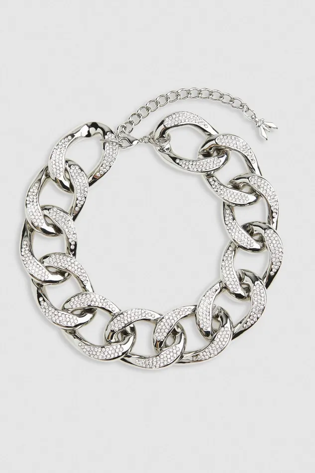 Necklaces Women Patrizia Pepe Rhinestone Maxichain Necklace Crystal Strass