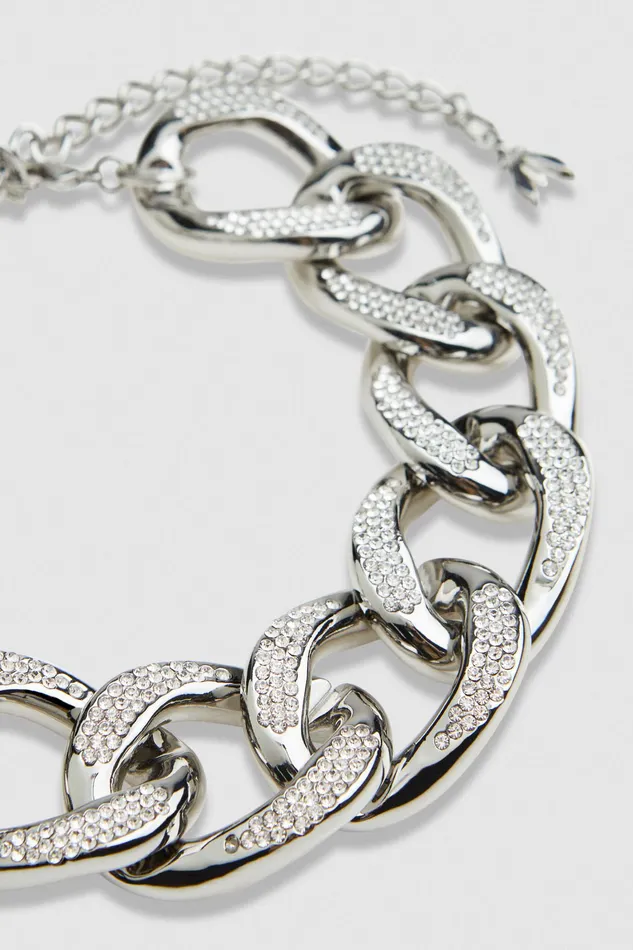 Necklaces Women Patrizia Pepe Rhinestone Maxichain Necklace Crystal Strass