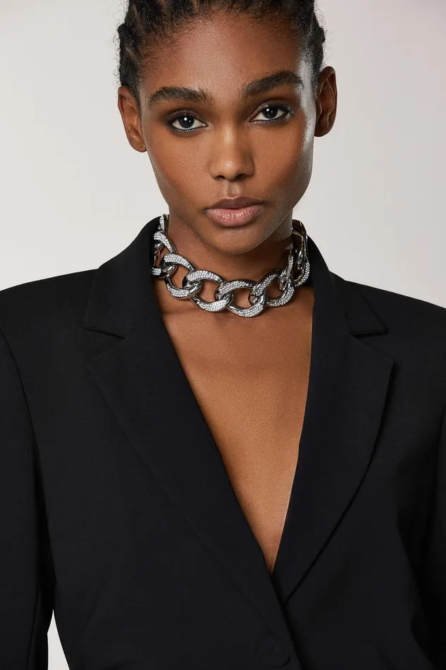 Necklaces Women Patrizia Pepe Rhinestone Maxichain Necklace Crystal Strass
