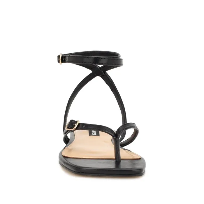 Nelson Ankle Wrap Flat Sandals Black Women Nine West Sandals