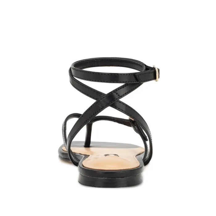 Nelson Ankle Wrap Flat Sandals Black Women Nine West Sandals