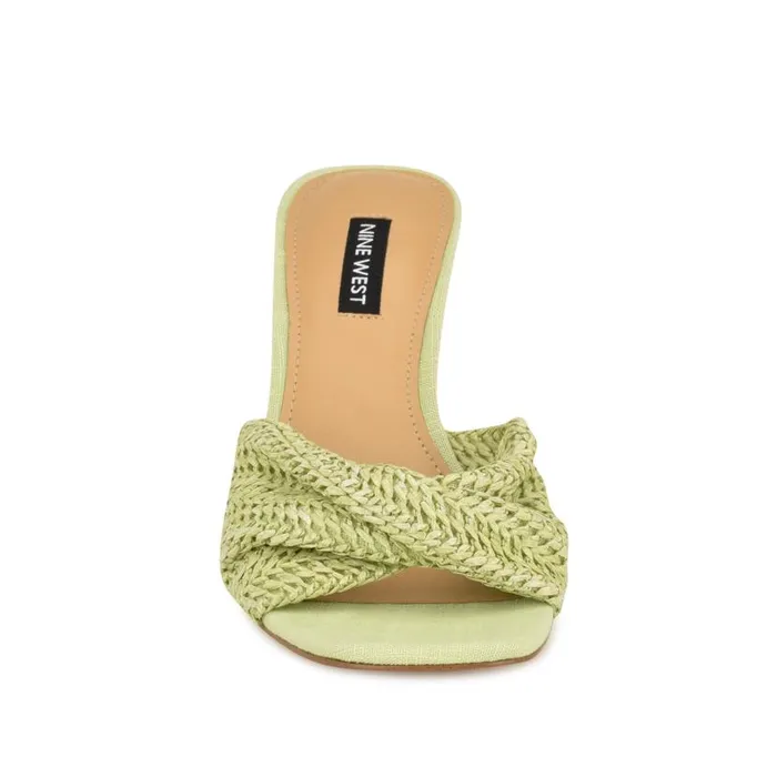 Nikhil Twist Wedge Sandals Green Raffia Women Nine West Sandals
