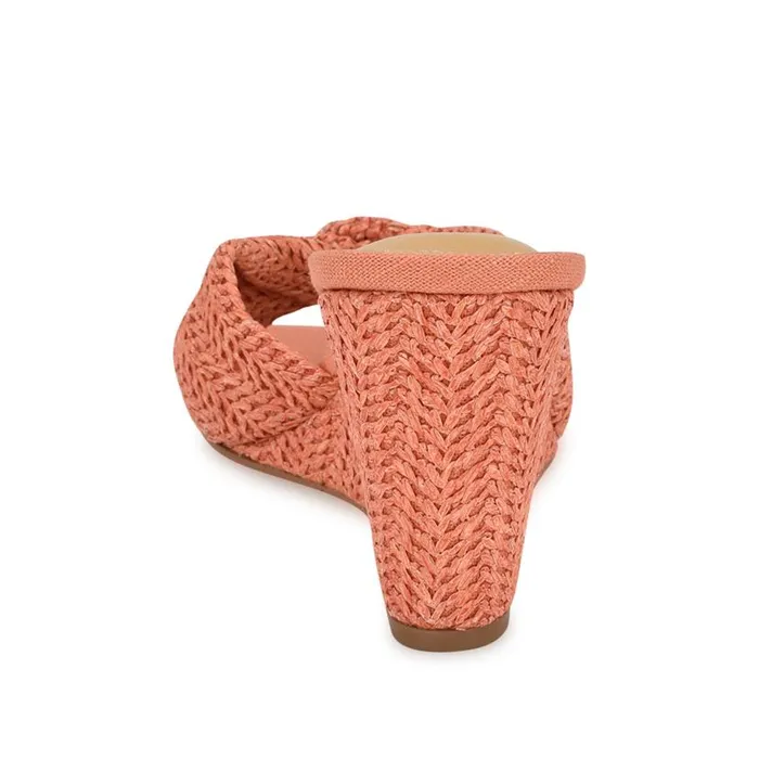 Nikhil Twist Wedge Sandals Orange Raffia Women Nine West Sandals