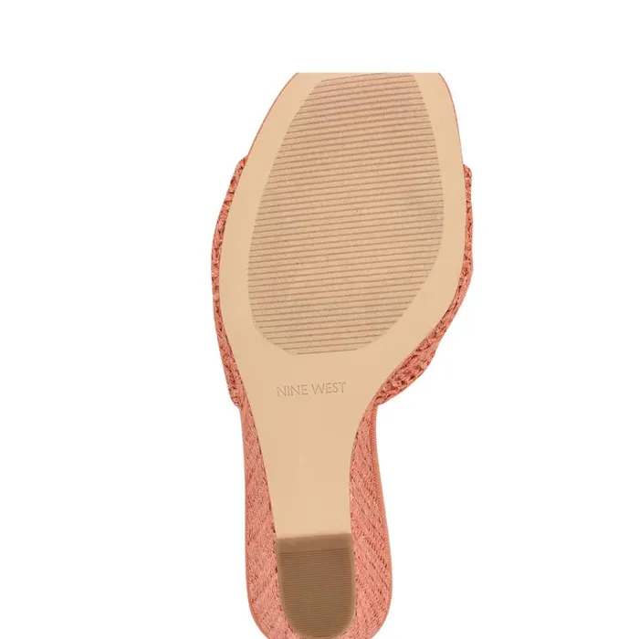 Nikhil Twist Wedge Sandals Orange Raffia Women Nine West Sandals
