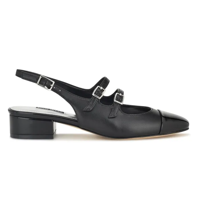 Norah Cap Toe Mary Jane Slingbacks Black Women Nine West Heels