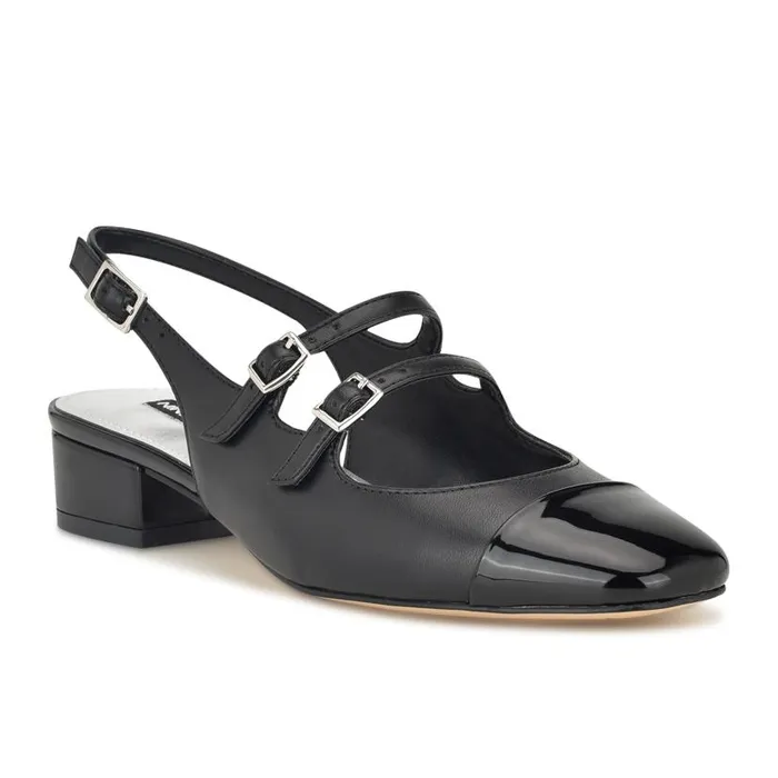 Norah Cap Toe Mary Jane Slingbacks Black Women Nine West Heels