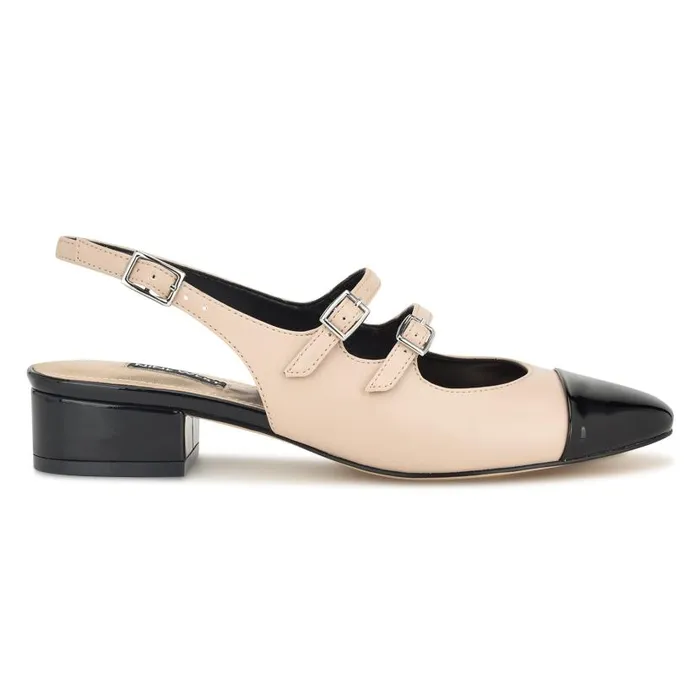 Norah Cap Toe Mary Jane Slingbacks Natural Women Nine West Heels