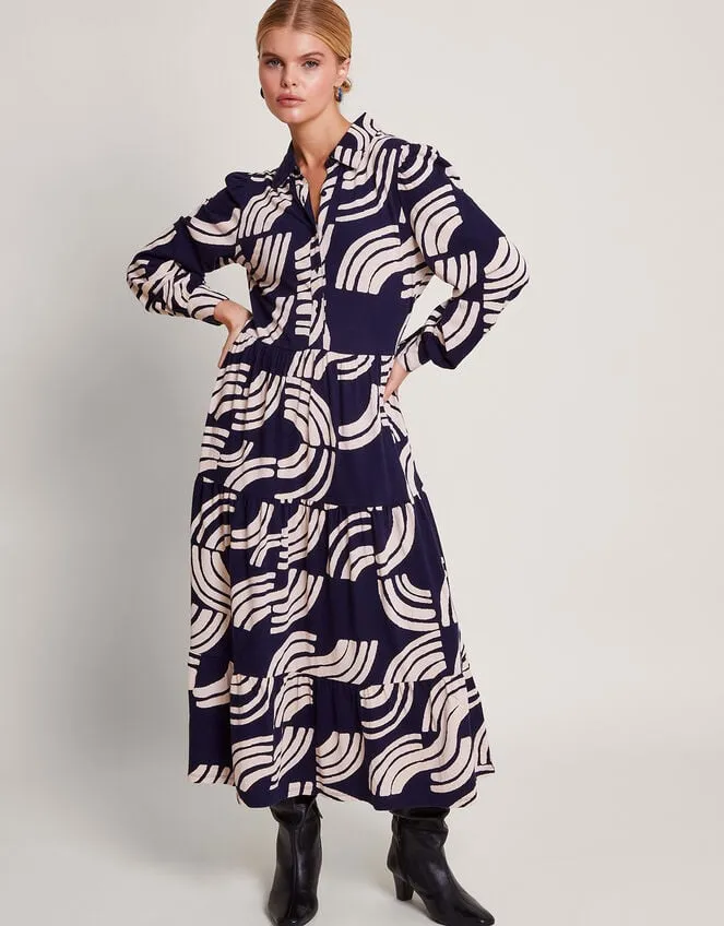 Nula Print Tier Dress Blue Women Monsoon Dresses