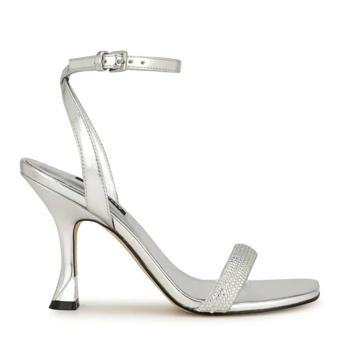 Nyrah Ankle Strap Sandals Silver Women Nine West Sandals