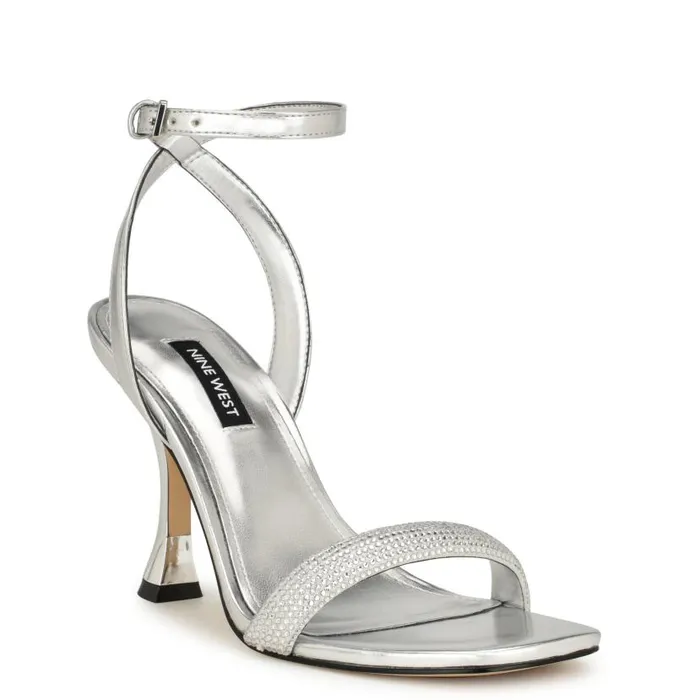 Nyrah Ankle Strap Sandals Silver Women Nine West Sandals