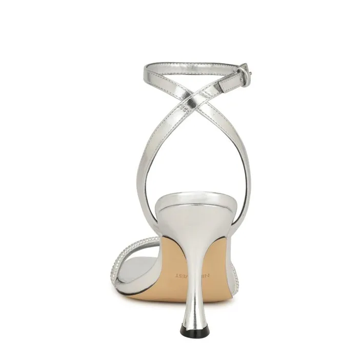 Nyrah Ankle Strap Sandals Silver Women Nine West Sandals