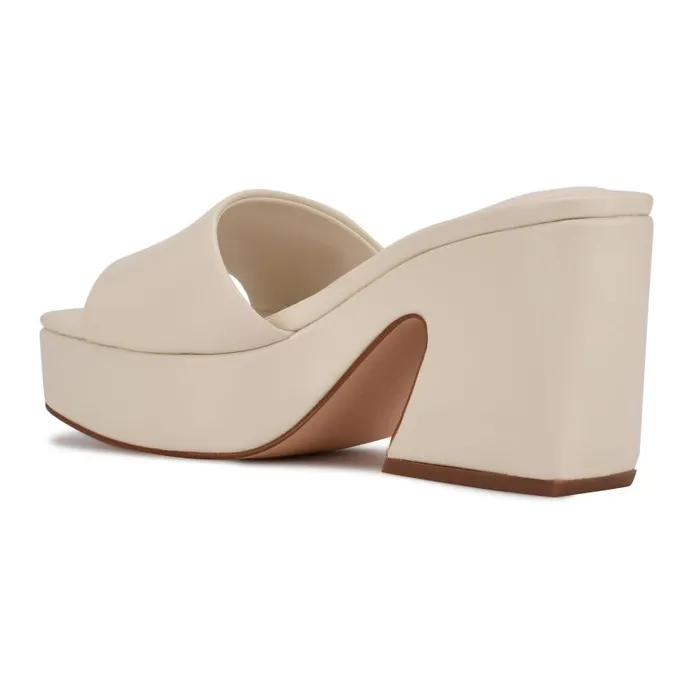 Oklee Platform Slide Sandals Chic Cream Women Nine West Heels