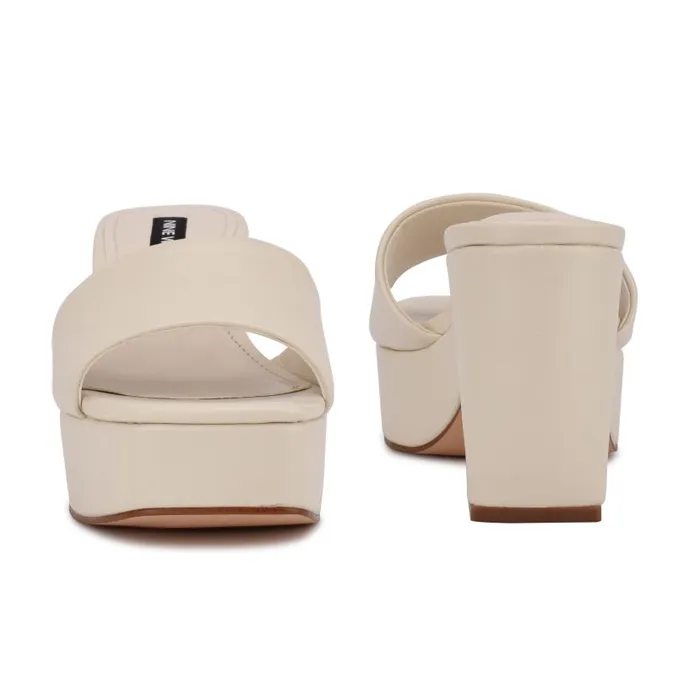 Oklee Platform Slide Sandals Chic Cream Women Nine West Heels
