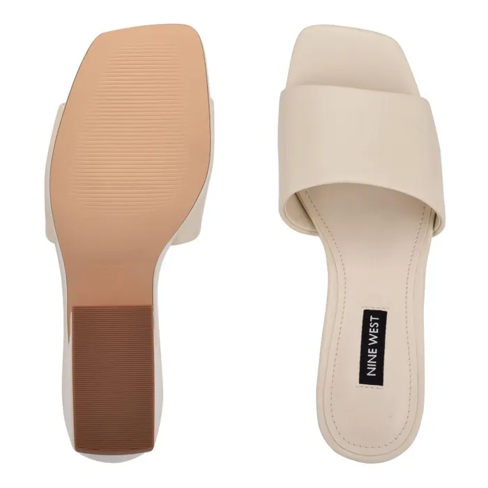 Oklee Platform Slide Sandals Chic Cream Women Nine West Heels