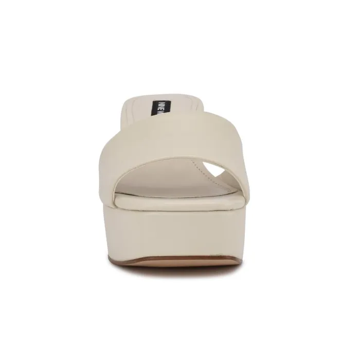 Oklee Platform Slide Sandals Chic Cream Women Nine West Heels