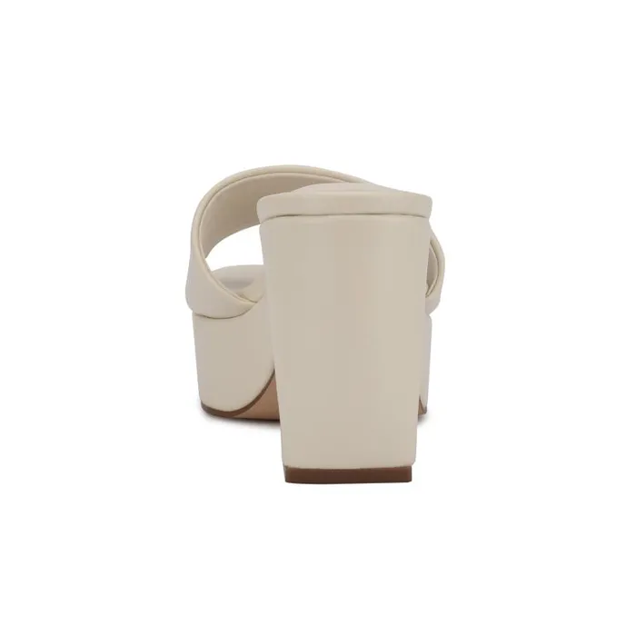 Oklee Platform Slide Sandals Chic Cream Women Nine West Heels
