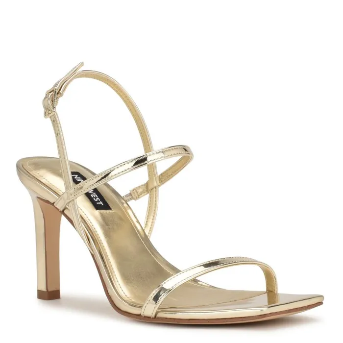 Olah Heeled Slingback Sandals Platino Women Nine West Sandals