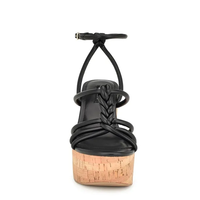 Olander Knotted Platform Sandals Black Women Nine West Sandals