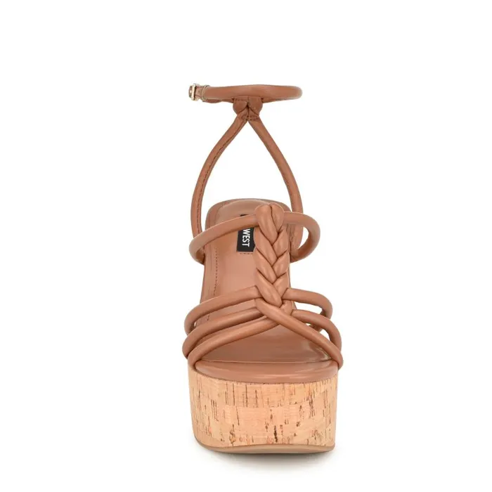 Olander Knotted Platform Sandals Dark Natural Women Nine West Sandals