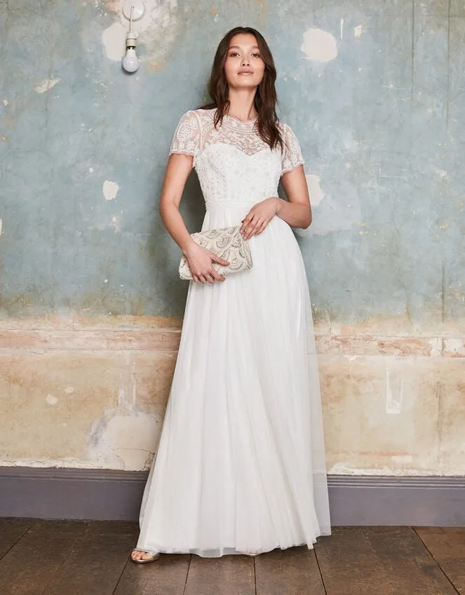 Olive Floral Embellished Tulle Bridal Dress Ivory Women Monsoon Dresses