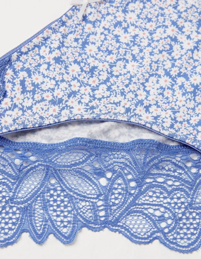 Olivia Floral Cheeky Knickers Cobalt Blue Women FatFace Socks Underwear and Tights