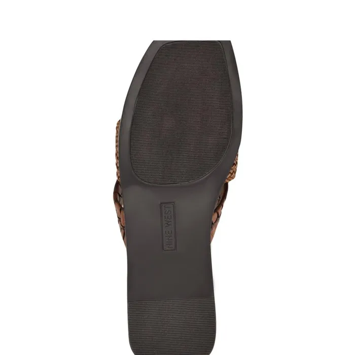 Olson Knotted Flat Slide Sandals Brown Women Nine West Sandals