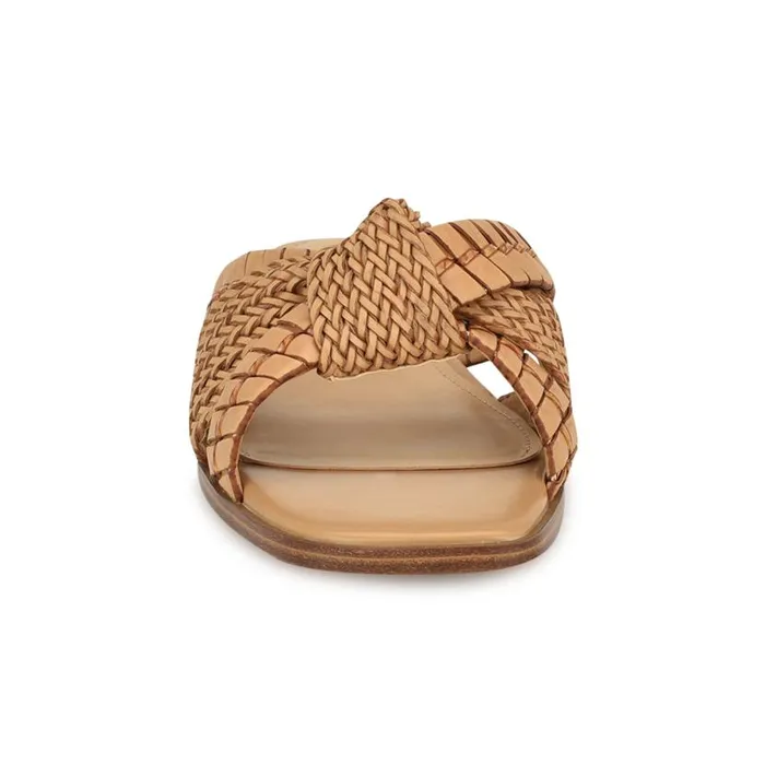 Olson Knotted Flat Slide Sandals Light Natural Women Nine West Sandals