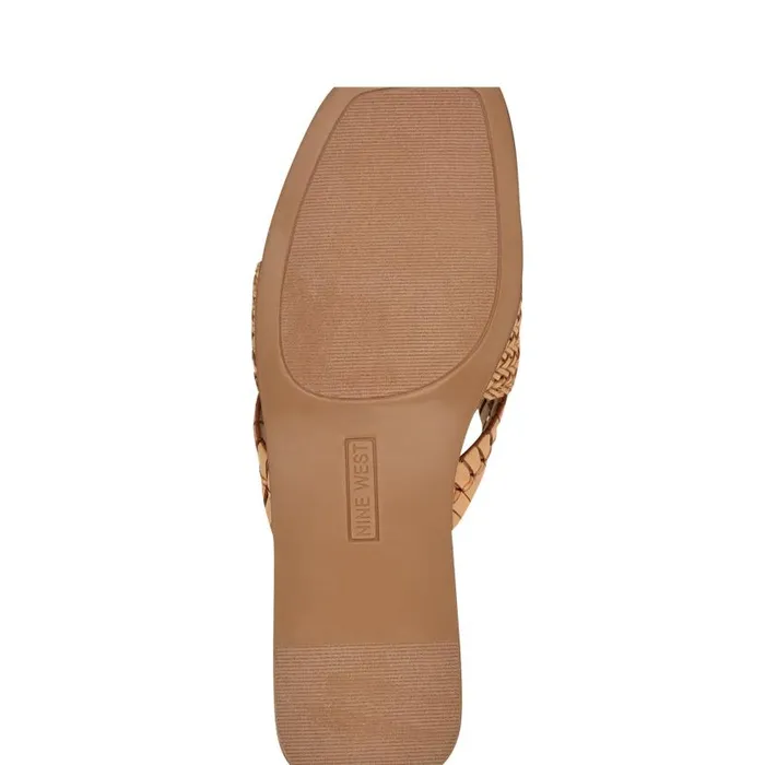 Olson Knotted Flat Slide Sandals Light Natural Women Nine West Sandals