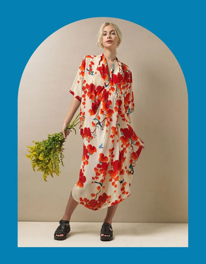 One Hundred Stars Acer Print Dress Orange Women Monsoon Dresses