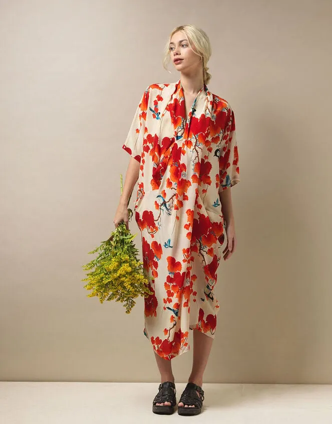 One Hundred Stars Acer Print Dress Orange Women Monsoon Dresses