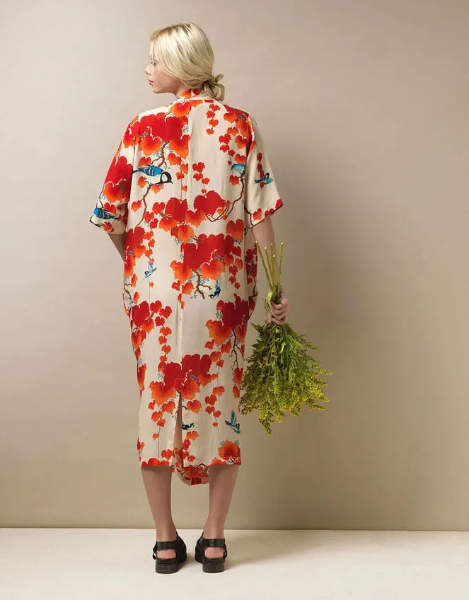One Hundred Stars Acer Print Dress Orange Women Monsoon Dresses