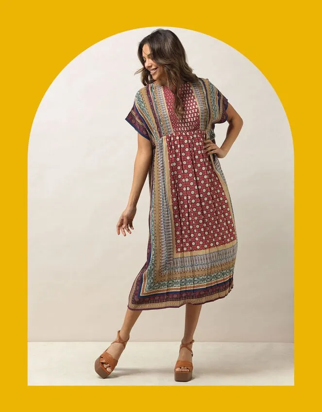 One Hundred Stars Mosaic Pleat Dress Multi Women Monsoon Dresses
