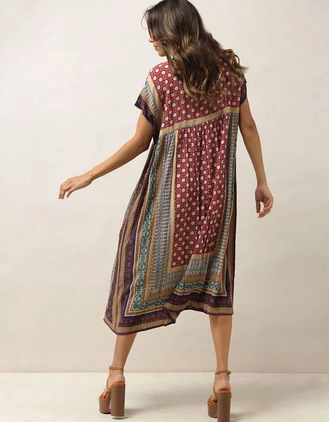 One Hundred Stars Mosaic Pleat Dress Multi Women Monsoon Dresses