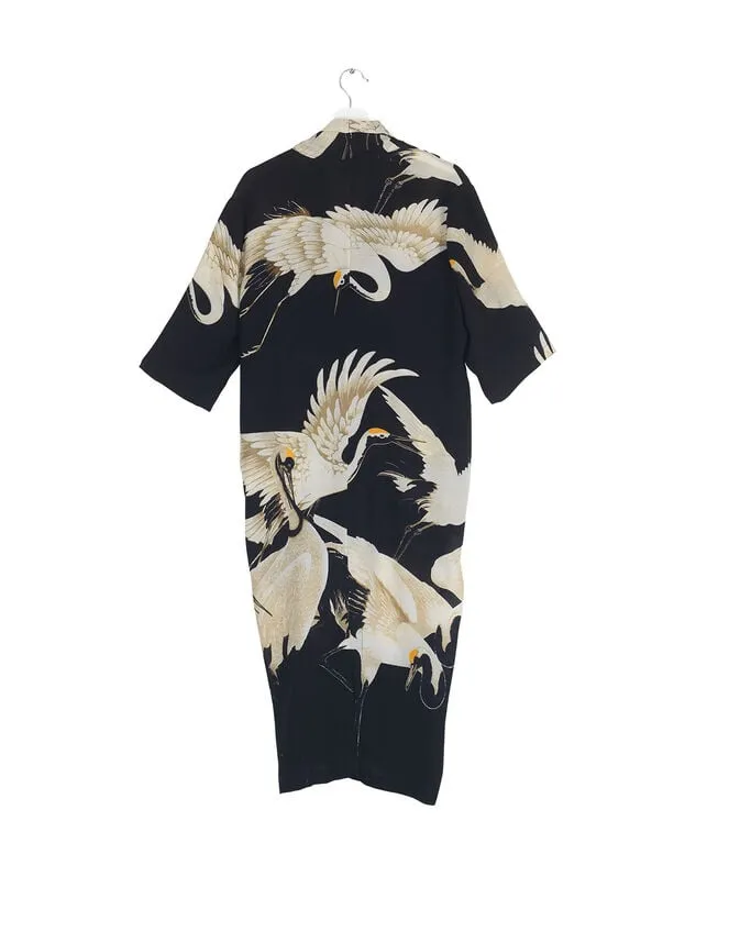 One Hundred Stars Stork Print Dress Black Women Monsoon Dresses