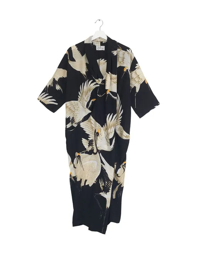 One Hundred Stars Stork Print Dress Black Women Monsoon Dresses