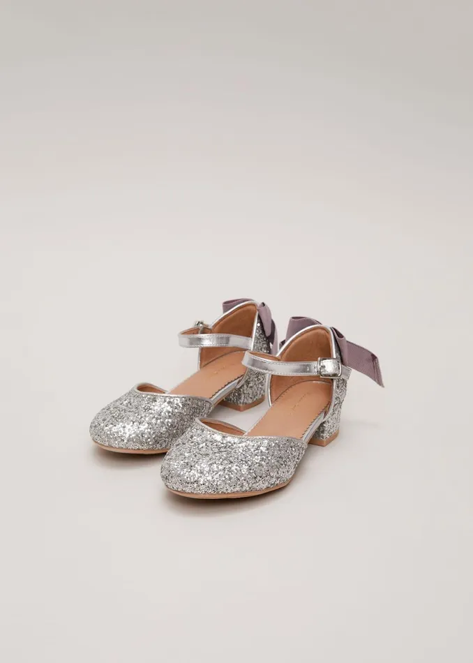 Online Girls Phase Eight Bridesmaid Dresses Glitter Heeled Shoes Silver