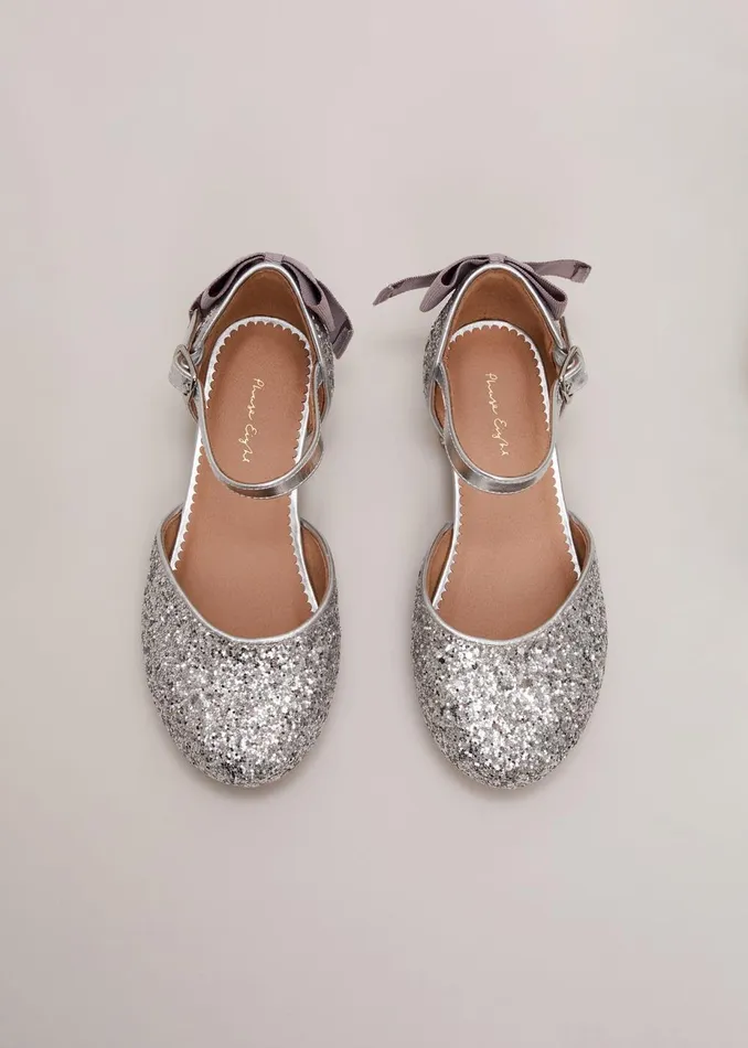Online Girls Phase Eight Bridesmaid Dresses Glitter Heeled Shoes Silver