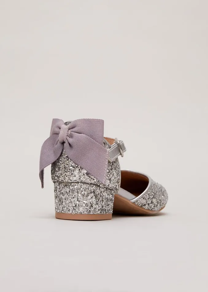 Online Girls Phase Eight Bridesmaid Dresses Glitter Heeled Shoes Silver