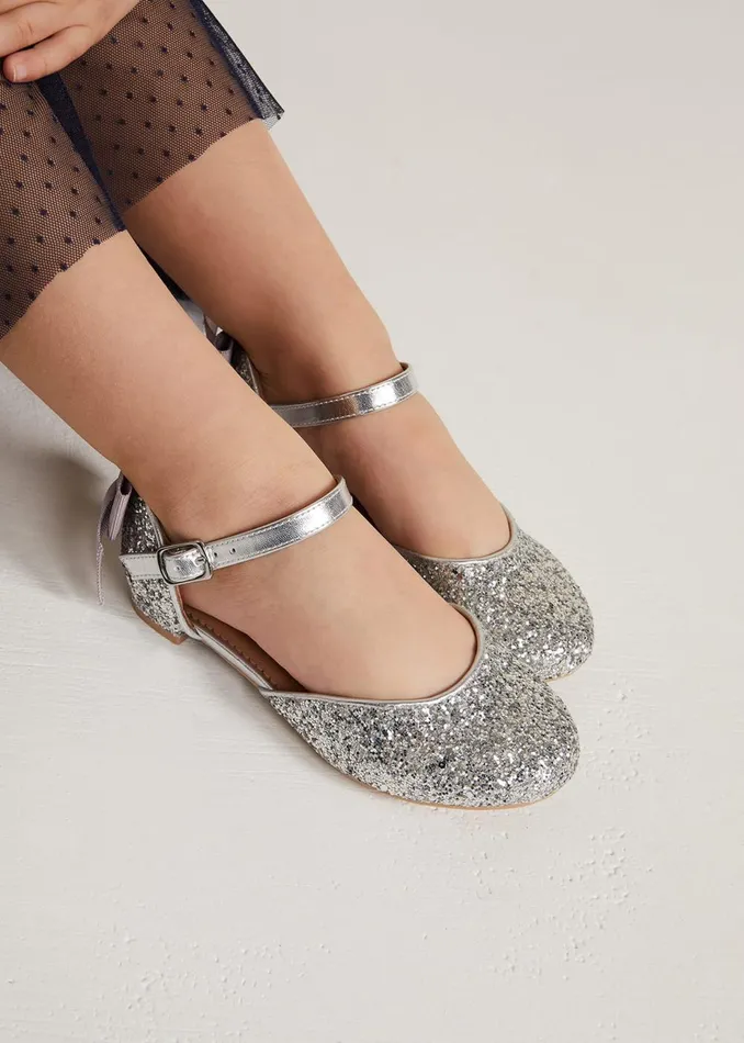 Online Girls Phase Eight Bridesmaid Dresses Glitter Heeled Shoes Silver